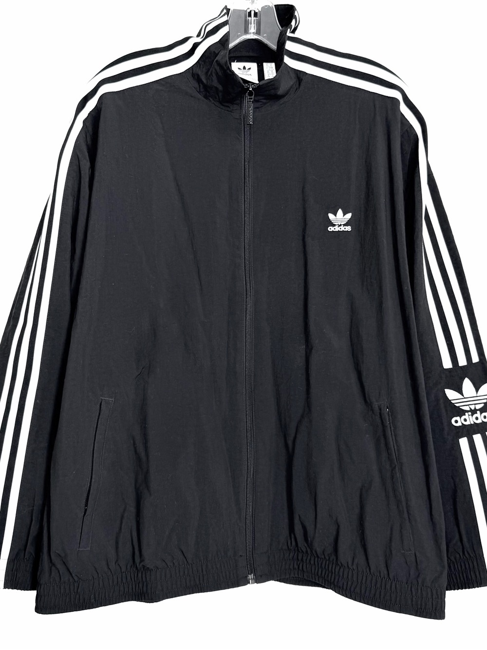 Adidas Originals trefoil windbreaker Jacket White 3 Stripe XL Black Classic MOD - Picture 3 of 12